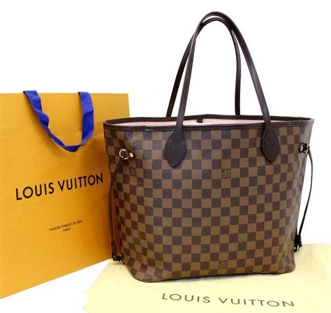 louis vuitton neverfull mm rose ballerine damier ebene|Louis Vuitton checkered tote bag.